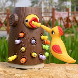 Woodpecker Feeding Game Mainan Edukasi Habitat Burung Perkutut /Owl/Mencari Makan Ulat Magnet