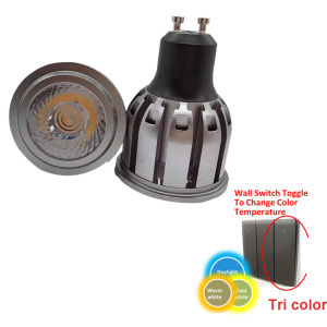 หลอดไฟ GU10สปอตไลท์ไฟ LED Tri Color 220V 7W โคมไฟดาวน์ไลท์สำหรับในบ้านในสปอตไลต์