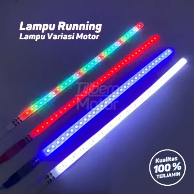 Lampu Running Alis LED 30 CM Warna Warni Motor Mobil / Lampu Flexybel Fleksibel 30 CM RGB