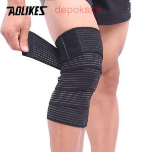 Pelindung Lutut Aolikes 1516 Perban Penyangga Lutut Knee Pad 180cm Elastis Olahraga Fitness Basket Tenis Futsal Gym Voli Lari Support Protector Kneepad Anti Slip