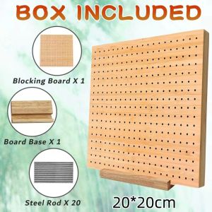SG EmmAmy® Wooden Blocking Board Kit Reusable Granny Square Board with 20 Stainless Steel Rods