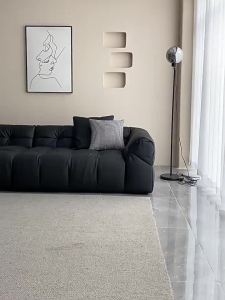 Italian minimalist style leather sofa for living room straight row small apartment cloud leather sofa