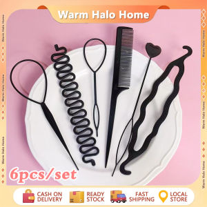 6pcs/set Hair Kit with Braiding Accessories Braided Braid Hairstyle Hair Twist Comb Fishbone Braided Hair Hairdressing Tool Kit Hair Styling Tool Set Diy Braiding Braider Tool Set