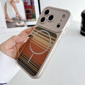 Luxury Anti-slip Frame Armor Kevlar Magnetic Phone Case For iPhone 17 16 15 14 13 Pro Max Lens Protection For Magsafe Back Cover