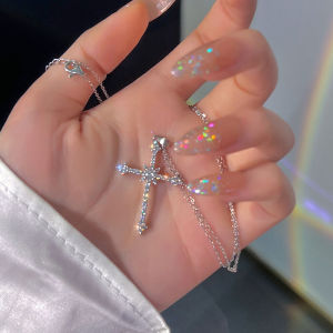 Womens Fashion Crystal Zircon Cross Pendant Necklace for Girls Crystal Necklace Punk Party Jewelry NCL