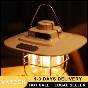 Rechargeable LED Camping Light with Retro Design Dimmable Feature and Hanging Hook for Outdoor Equipment