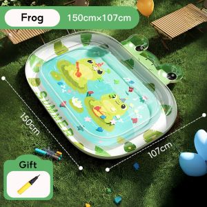 Kiumo Baby crawling and patting water mat 1-6 years old baby training crawling mat baby water play mat oversized inflatable cooling seat cushion suitable for bathing/travel play