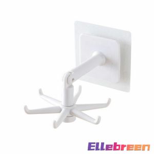 360 Degrees Rotated Kitchen Hooks Self Adhesive 6 Hooks Wall Door Hook Handbag Clothes Hanging Rack