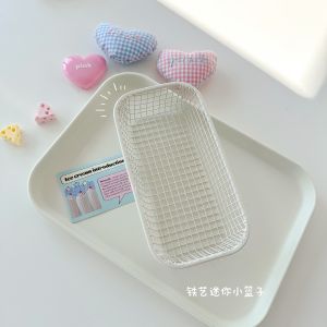 Metal Wire Mesh Storage Basket Desktop Sundries Organizer Basket Stationery Make Up Holder Home Supplies Sorting Holder