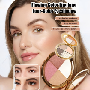 Flowing Color Exquisite Four-Color Eye Shadow Smooth Matte Delicate Obedient Water Light Close to the Skin Without Powder Fly Eye Shadow Palette流彩玲珑四色眼影
