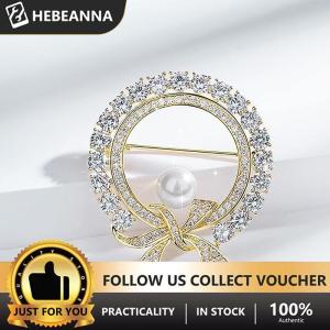 hebeanna เข็มกลัดติดเสื้อรูปโบว์สีขาวมุกสีขาวทรงกลมน่ารักสำหรับผู้หญิงเข็มกลัดติดปกเสื้อทำจากอัลลอยด์สุดสร้างสรรค์ป้องกันแสงสะท้อน