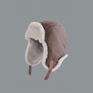 MAOMEI STUDIO Solid Color Ear Protective Hat Windproof Leather Winter Pilot Hat Trendy Ski Warm Faux Fur Hats