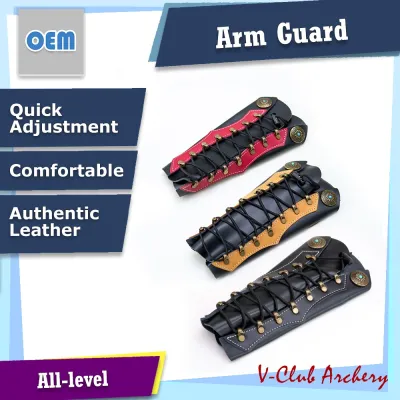 V Club Archery Traditional Cosplay Arm Guard - Real Leather - Left Right Hand - Bracer Protective Gear