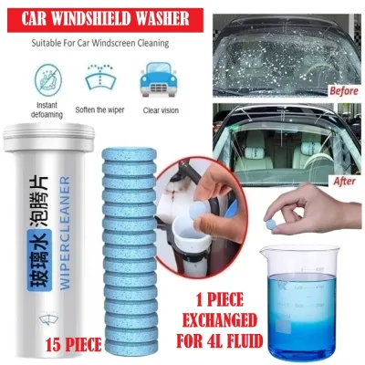Car Windshield Cleaner Glass Cleaner Wiper Fluid Tablet Car Windshield Soap Car Windscreen Cleaner Car Glass Concentrated Washer Tank Decontaminate Nursing Table Soap Home Household Washer Compact Effervescent Tablets Pencuci Kaca Depan Cermin Kereta