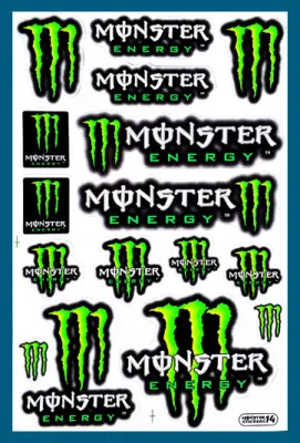 สติกเกอร์ ติดรถ Team Monster สีเขียว สติกเกอร์แต่งรถ สำหรับรถมอเตอร์ไซค์ ติดรถยนต์ ติดหมวกกันน็อค โลโก้ Stickersยอดฮิต Mon14 จำนวน 1 แผ่น