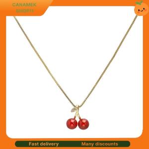 ❣️❣️❣️ European And American Fashion Red Cherry Pendant Necklace Light Luxury Personalized Women Clavicle Chain Jewelry Gift