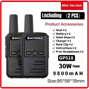 [SG Ready Stock] Motorola Mini Small Walkie talkie Mini Small GP518 Upgraded Version 30W High Power 9800mAH Super large battery 5km Hotel Restaurant Long standby time
