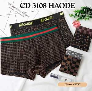 SET 3 PCS BOXER PRIA FASHION DESAIN ELEGAN WARNA KACANG L-5XL