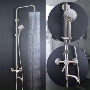 Bộ vòi hoa sen tắm nóng lạnh tròn SUS Inox 304 Mờ CHÍNH HÃNG YAMATO ST100 - cây sen tắm nóng lạnh thân tròn inox 304 không chì phù hợp với mọi không gian tắm