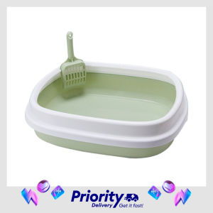 Semi-enclosed Cat Litter Box Anti Splash Top Open Cat Toilet Detachable Scoop Odorless Plastic Large Capacity Cat Litter Basin