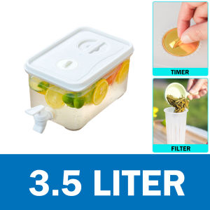 AKIRO MALAYSIA 3.5L/6.5L/ 10L Summer Cold Drink Fruit Tea Iced Cold Water Bucket Beverage Dispenser with Faucet Filter BPA FREE Leakproof Fridge Kettle Container Cerek Jag 饮料桶