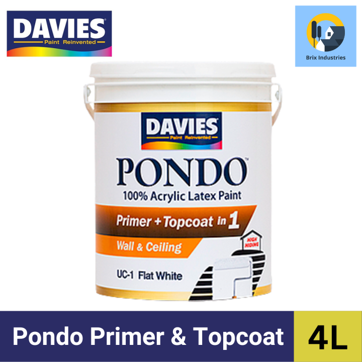 Davies Pondo Undercoat Latex Flat White 4 Liters (Gallon) UC1 100 Acrylic Latex Paint Primer