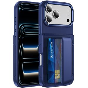 Case For iPhone 18 Pro Max 17 16 puls 15 14 13 Phone Case with Hidden Card Holder and Kickstand Slim Shockproof Protective Cover with Dual Card Slot Raised Edge Camera Protection Skin Friendly Anti Slip Grip Hard She