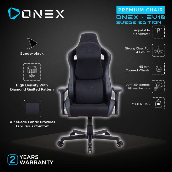ONEX EV10 EVOLUTION SUEDE EDITION KURSI GAMING CHAIR - BLACK | Lazada ...