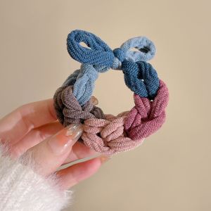 Yingbao เชือกผูกโบว์ยืดหยุ่นสูงสำหรับผู้หญิงที่คาดผมแบบหนาที่จับโดนัทรัดผมหางม้าที่คาดผมเครื่องประดับผมสไตล์เกาหลี