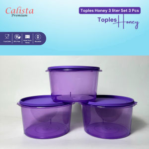 Toples Honey Ukuran 3 Liter & 5 Liter Set 3 pcs / Container Tempat Penyimpanan Serbaguna 3 in 1