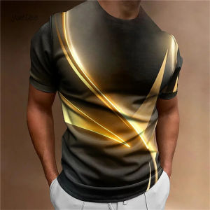 Summer Mens T-Shirt 3D Cool Stripe Print Short Sleeve T-Shirt Street Fashion O Neck Top Oversized Mens Outdoor Casual Clothing