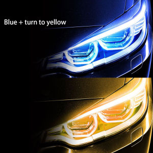 2PCS Daytime Running LED Light Waterproof Car Soft Tube LED Strip DRL Flowing Turn Signal Lights 12V