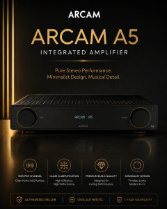 ARCAM A5 Integrated Amplifier - Pure Stereo Performance Minimalist Design Musical Detail - 50W Per Channel Class A/B Amplification Premium Build Quality Timeless Looks Modern Hi-Fi