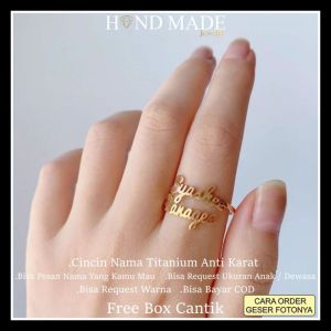 cincin nama titanium anti karat anak dewasa cincin titanium wanita cincin titanium emas cincin anak nama aksesoris wanita cincin