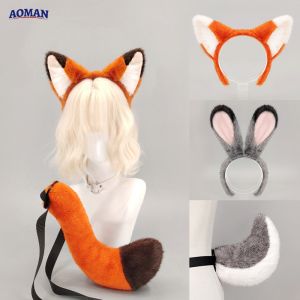 Movie Nick Judy Cosplay Headwear Plush Orange Fox Tail Bunny Ears Hairbands Woman Man Carnival Party Costume Accessories Props2026