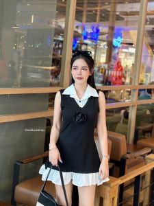 มินิเดรส Overlappedเป็นชุดติดกันนะคะ ดีเทลคล้ายใส่2ชิ้น เพิ่มความเด่นของชุดด้วยการแต่งสลับสี สวยมากกก