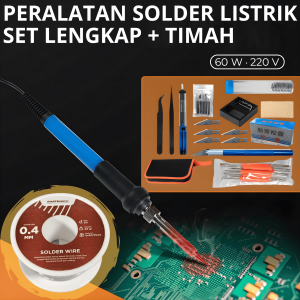 (TRENDY) Peralatan Solder Listrik Set Lengkap dengan Timah Cepat Panas Adjustable Soldering 60W 220V