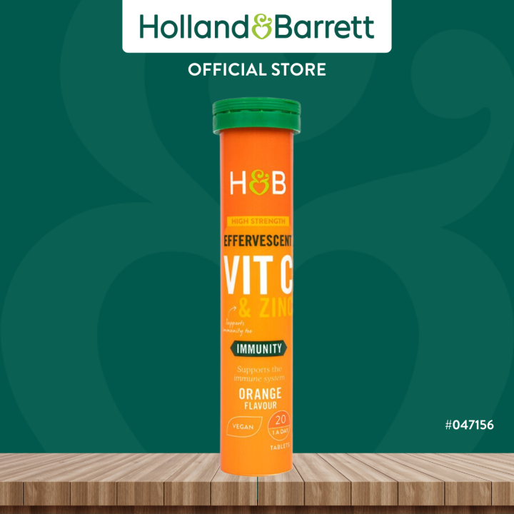 Holland & Barrett High Strength Effervescent Vit C & Zinc Orange ...