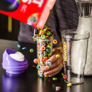 Cereal On The Go Portable Cereal Cups Wet Dry Plastic Bowls Plastic Cups Portable Cereal Cups