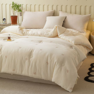 【Super low price】Soft Fluffy Autumn Winter Comforter Bear Embroidered Quilted Duvet Skin-friendly Soybean Fiber Filling Thick Warm Winter Quilt