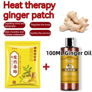 【BUY 1 TAKE 1】80PCS Herbal Ginger Patches Ginger Essential Oil Set Relief Herbal Plasters Bandages Health Care for Promote Blood Circulation and Knee Neck Back Pain Circulation and Improve Sleep