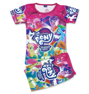 Setelan Baju Anak Perempuan Motif Karakter My Little Pony Lengan Pendek Terbaru 2 - 12 Tahun Murah