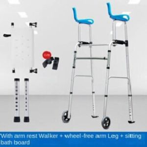 Elderly Crutches and Walker Combo Portable Stainless Steel Folding Torque Walker for Mobility