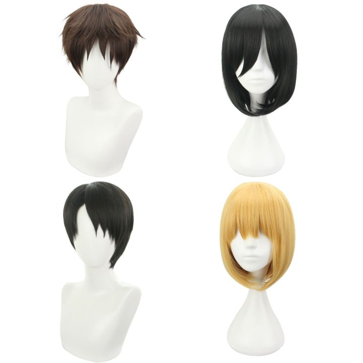 [BASSA]Japan Anime Attack on Titan Eren Jaeger Mikasa Ackerman Levi  Ackerman Armin Arlart Cosplay Wig Heat Resistant Synthetic Hair Wigs