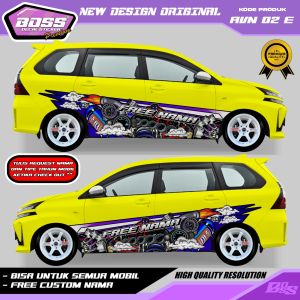 AVN 02 - STIKER DECAL MOBIL AVANZA SIGRA VELOZ SEDAN BRIO ERTIGA JAZZ FORTUNER GRATIS CUSTOM NAMA