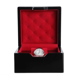 Roll_n_Rotate custom watch box rectangular jewelry high-end piano black single pillow watch storage box with red luxury design