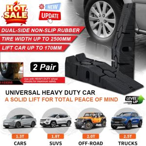 1 pair (2pcs) Plastic Car Ramps Lightweight Portable Durable Heavy Duty Plastic Threshold Ramp Kit For Vehicle