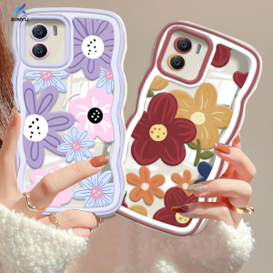 (Lokal Ready)Xinyu Casing hp Vivo Y17S Y36 Y27 Y16 Y15s Y15A Y12S Y12A Y02 Y01 Y02S Y22 Y35 Y21A Y21S Y33S Y12 Y12i V25e V27e Y15 Y17 Y11 Y20S Y91C Y19 Y30 Y50Y53s S1Pro Minyak Lukisan Macoron Ungu Bunga Merah Bunga Tepi Bergelombang TPU Soft BeningY27