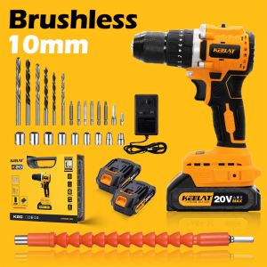 KEELAT KCD012 Brushless Smart Anti-Kickback 13MM 20V Cordless Drill Set Heavy Duty Drill Bits Screwdriver Impact Drill Driver