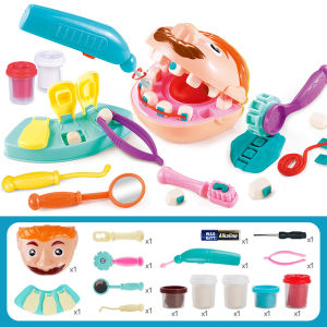 Wonderful Toys 13Pcs Simulation Dentist Kit Tooth Extraction Clay Model Toys Dental Tool Set with Battery Screwdriver